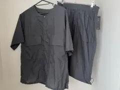 前開き半袖シャツ&ショートパンツ　同素材セットアップ