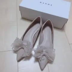 RANDA 2WAY リボンラメフラットパンプス