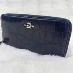 COACH ブラック 長財布 クロコ型押し　レザー　F54757