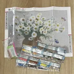 新品未使用 5Dダイアモンドアート 白い花　蝶