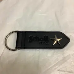 6933⑦Schott ブラックレザーキーホルダー