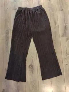 earthmusic＆ecologyブラウン セルフカットプリーツ パンツ
