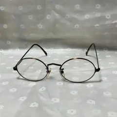 オーバル型 ブラック ゴールド メガネ