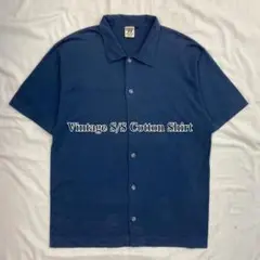 Used Cotton Button Shirt NAVY Vintage