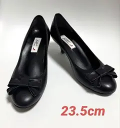 ❤️Kitamura かわいい　リボン付きブラックパンプス ヒール　23.5cm