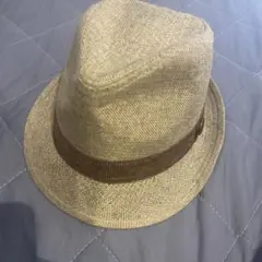 ベージュ フェドラハット ブラウンバンド