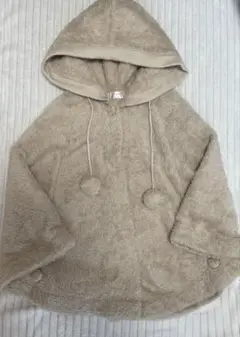 フード付きポンチョ　ベージュ L かわいい