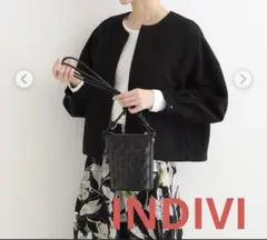 INDIVI インディヴィ　合皮　クロス編みポシェットバッグ　ショルダーバッグ