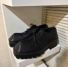 ブラックレザー デッキシューズ 厚底