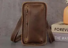 新品 再入荷牛革ヌメ革3wayベルトポーチショルダーボディーバッグダークブラウン