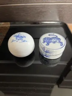 香合 染付 青 小物入れ 2個セット