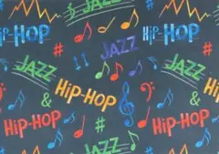 【ゆきちゃん限定】X2331-1 HIPHOP＆JAZZ ポップ柄 紺 1m
