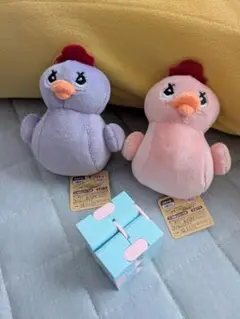 ひよこぬいぐるみセット（紫・ピンク）キューブ