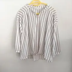grove　ストライプ　ブラウス　七分袖