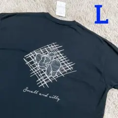 L【新品】トムとジェリー　タフィー　サテン　刺繍　Tシャツ 半袖　ブラック