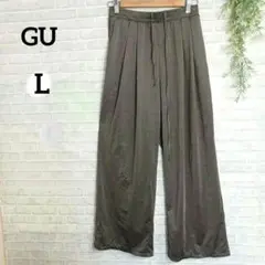【GU】テックパラシュートプルオンパンツ　オリーブ　L
