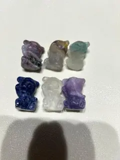 天然石クマの置物6個セット