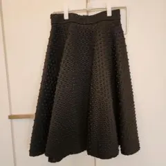 立体ドット フレアスカート 膝丈 黒 ボンディング