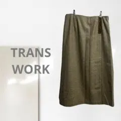 t1【トランスワーク】スカート/美品 エレガント カシミヤ混 上質 希少 一点物