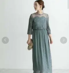 URBAN RESEARCH ROSSO ドットチュールパネルレースドレス