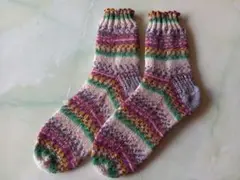 ハンドメイド 手編み靴下
