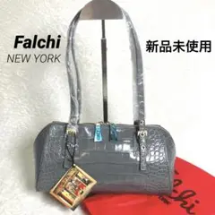 【新品タグ付き】ファルチニューヨーク✨イタリアンカーフ　クロコ型押しミニボストン