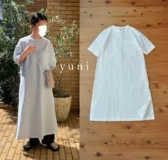 美品 yuni ユニ 空紡コットンナイロン Ｔワンピース