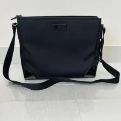 【美品】GUCCI ショルダーバッグ キャンバス レザー 黒 ロゴ 斜めがけ