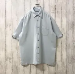 古着CUBAVERA レーヨン　ポリエステル　半袖シャツ　ライトブルー　Ｌサイズ