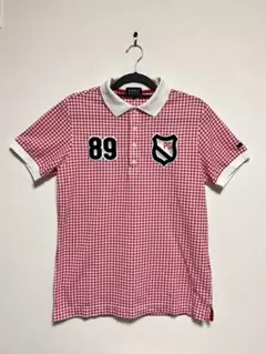 【美品】パーリーゲイツ　PG 赤と白のチェック柄ポロシャツ　サイズ5
