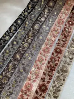 1セット限定 インド刺繍リボン 150cmカット 7本セット インドリボン 刺繍