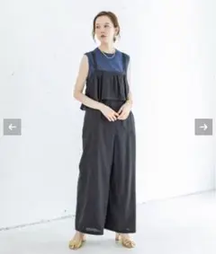 IENA LA BOUCLE リネンフリル サロペット