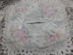 ティッシュケースカバーピンク花柄刺繍