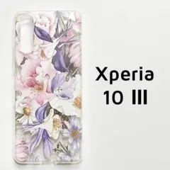 Xperia 10 Ⅲ クリア 花 透明 カバー ②