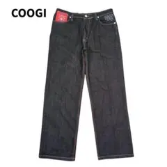 COOGI ブラック デニム パンツ ジーンズ ロゴ 刺繍 ワッペン