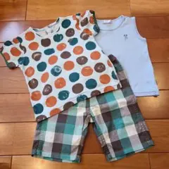 【90cm・３点セット】Tシャツ、ノースリーブ、ハーフパンツ