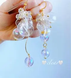 クリア アシメントリー じゃらじゃら ハンドメイド