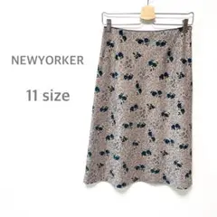 ニューヨーカー　NEWYORKER 膝丈フレアスカート　総柄　花柄　ペイズリー