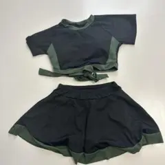 スポーツ用水着 ブラック/グリーン Mサイズ