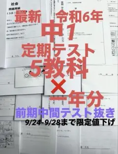 9/24〜9/28限定値下げ最新令和6年中1定期テスト一年分【前期中間ぬいたもの