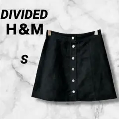 726　Ｈ＆Ｍ　スカート　ディバイデッド　ブラック　フェイクスエード　Ａライン