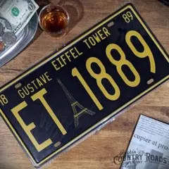 〖ブリキ看板〗ET1889 / エッフェル塔 フランス【ライセンスプレート型】