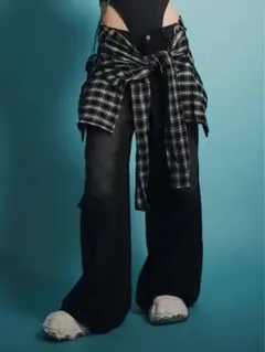 VAYRELL レイヤード・ブラックデニムパンツ