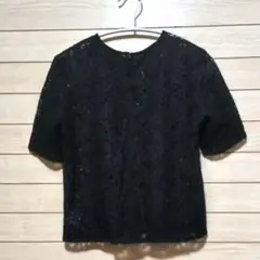 Kaene カエン 総レース 葉っぱモチーフ 半袖カットソー ブラック F