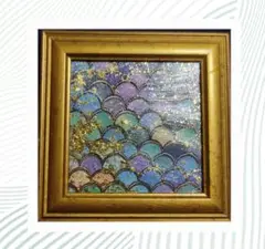 額付き　龍神様の鱗開運絵画青紫金箔