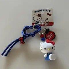 新品　キティ　ストラップ　キーホルダー　青