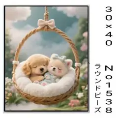 ダイヤモンドアートキット　No1538 仲良し犬と猫