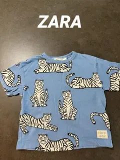 タイムセール【ZARA】トラ柄青Tシャツ　ブルー