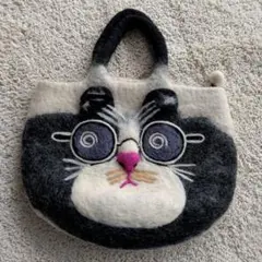 猫の顔デザイン フェルトトートバッグ