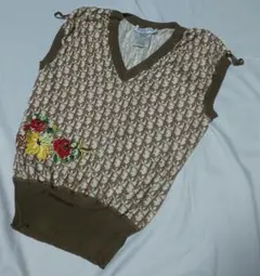 希少 Christian Dior トロッター フラワー 刺繍 ベスト